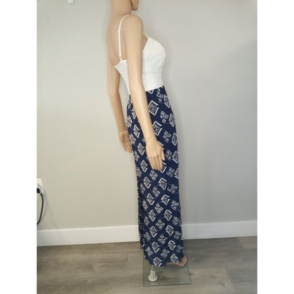 Lily Rose Blue White Junior's Maxi Dress Size Small - Picture 4 of 7